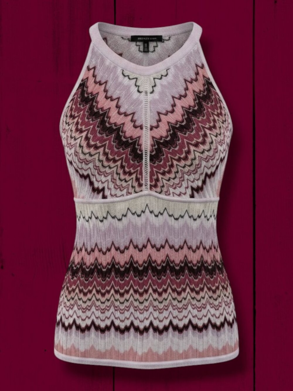 WHBM‎ Pink & Purple Geometric Crochet Shimmer Top S